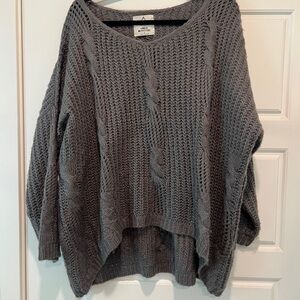 Urban Outfitters Charcoal Cable Knit Scoop Neck Sweater